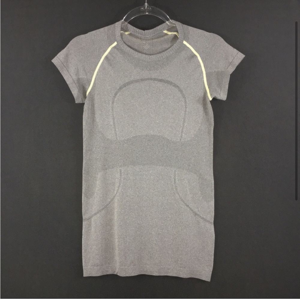lululemon athletica grey short sleeved swiftly tee shirt